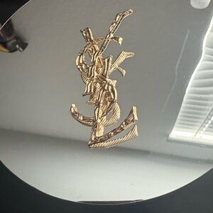YSL Gold Logo Brooch
